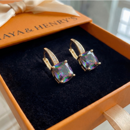 Mystic Stone Hoop Earrings | Gold Maya Henry Jewelry