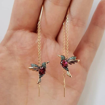 Hummingbird Enamel and Zirconia Earrings | Gold Maya Henry Jewelry
