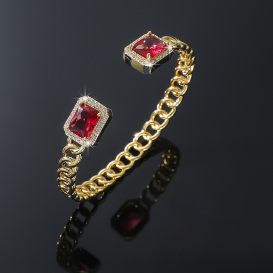 Veloria Ruby Open Bracelet | Gold Maya Henry Jewelry