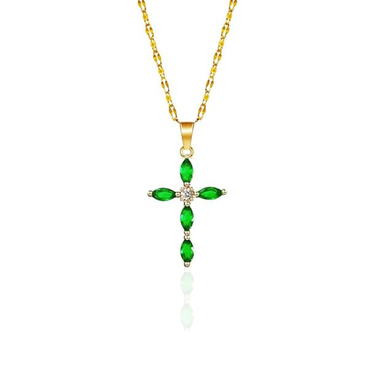 Emerald Cross Necklace | Gold Maya Henry Jewelry