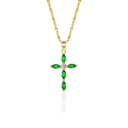Emerald Cross Necklace | Gold Maya Henry Jewelry