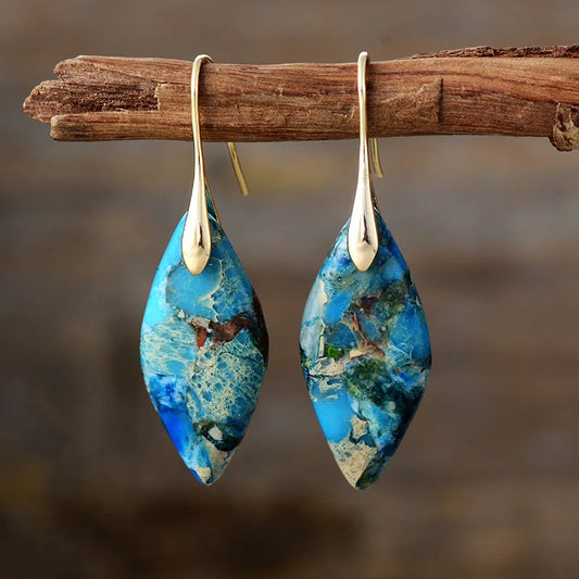 Natural Stone Teardrop Earrings Maya Henry Jewelry
