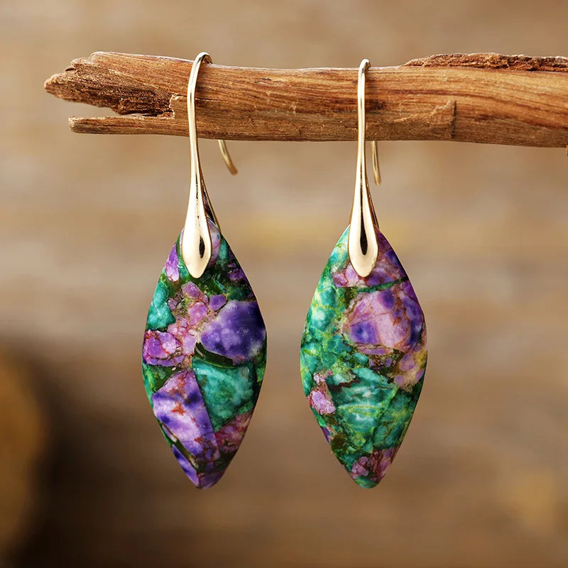 Natural Stone Teardrop Earrings Maya Henry Jewelry