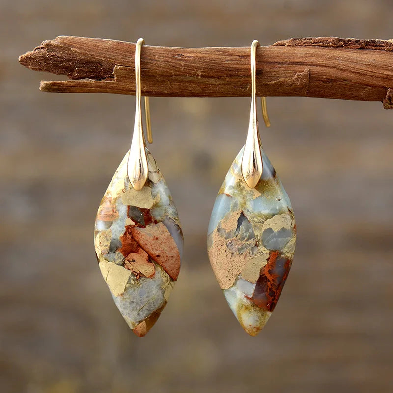 Natural Stone Teardrop Earrings Maya Henry Jewelry