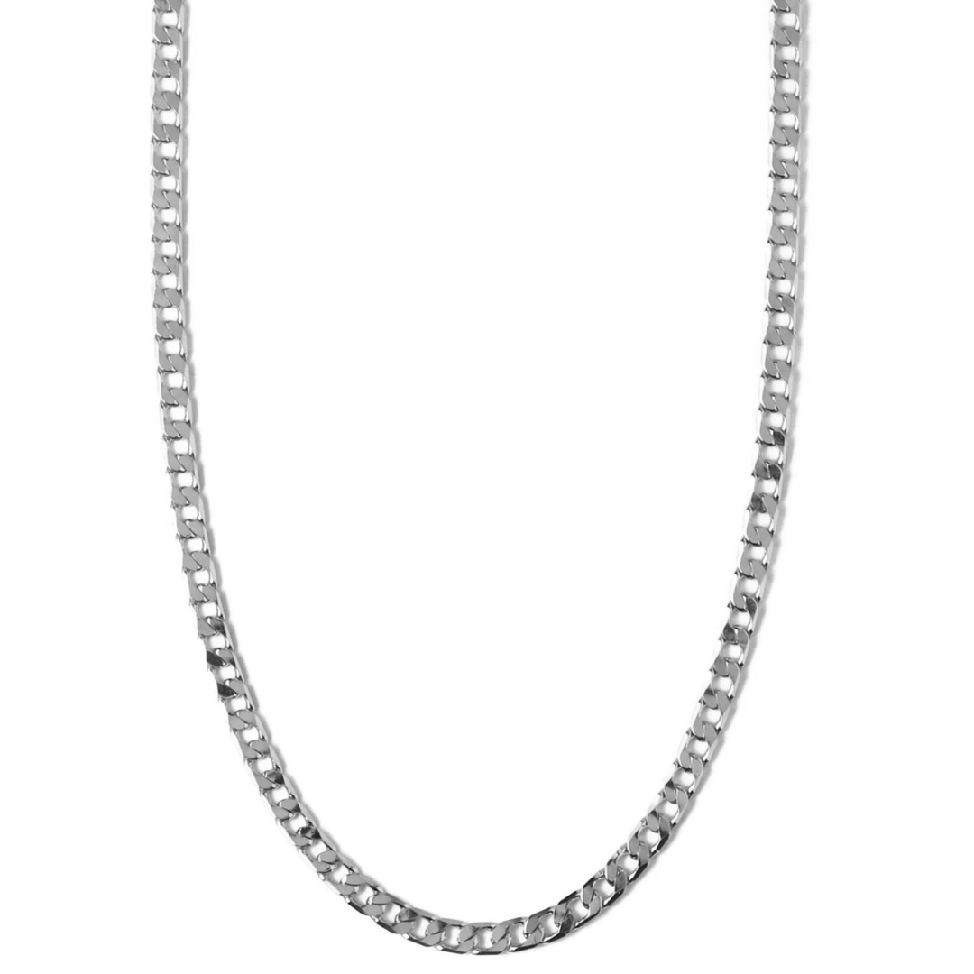 Flat Link Curb Chain Necklace | White Gold Maya Henry Jewelry
