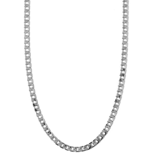 Flat Link Curb Chain Necklace | White Gold Maya Henry Jewelry