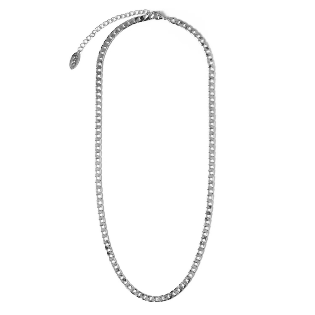 Flat Link Curb Chain Necklace | White Gold Maya Henry Jewelry