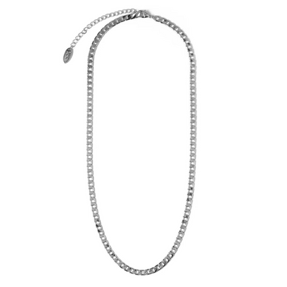 Flat Link Curb Chain Necklace | White Gold Maya Henry Jewelry