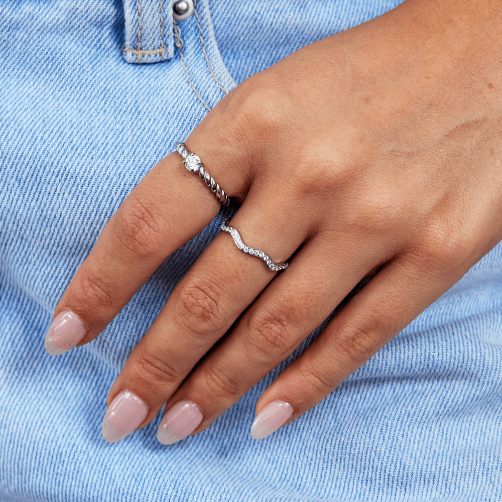 Zenya Crystal & Silver Wave Ring Maya Henry Jewelry